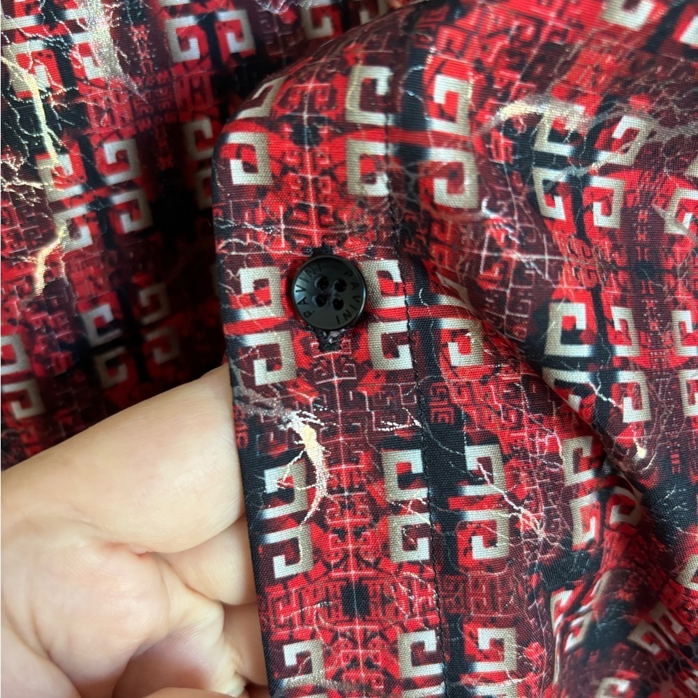 Vintage Pavini Red Button Down Shirt Size XXL Long sleeves Y2K - Picture 5 of 10